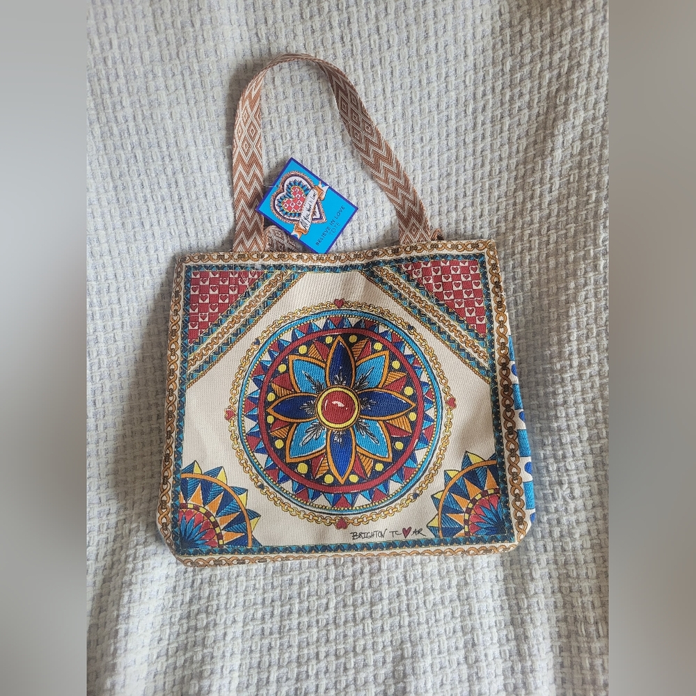 Brighton Red and Blue Tote Bag with Mandala Design